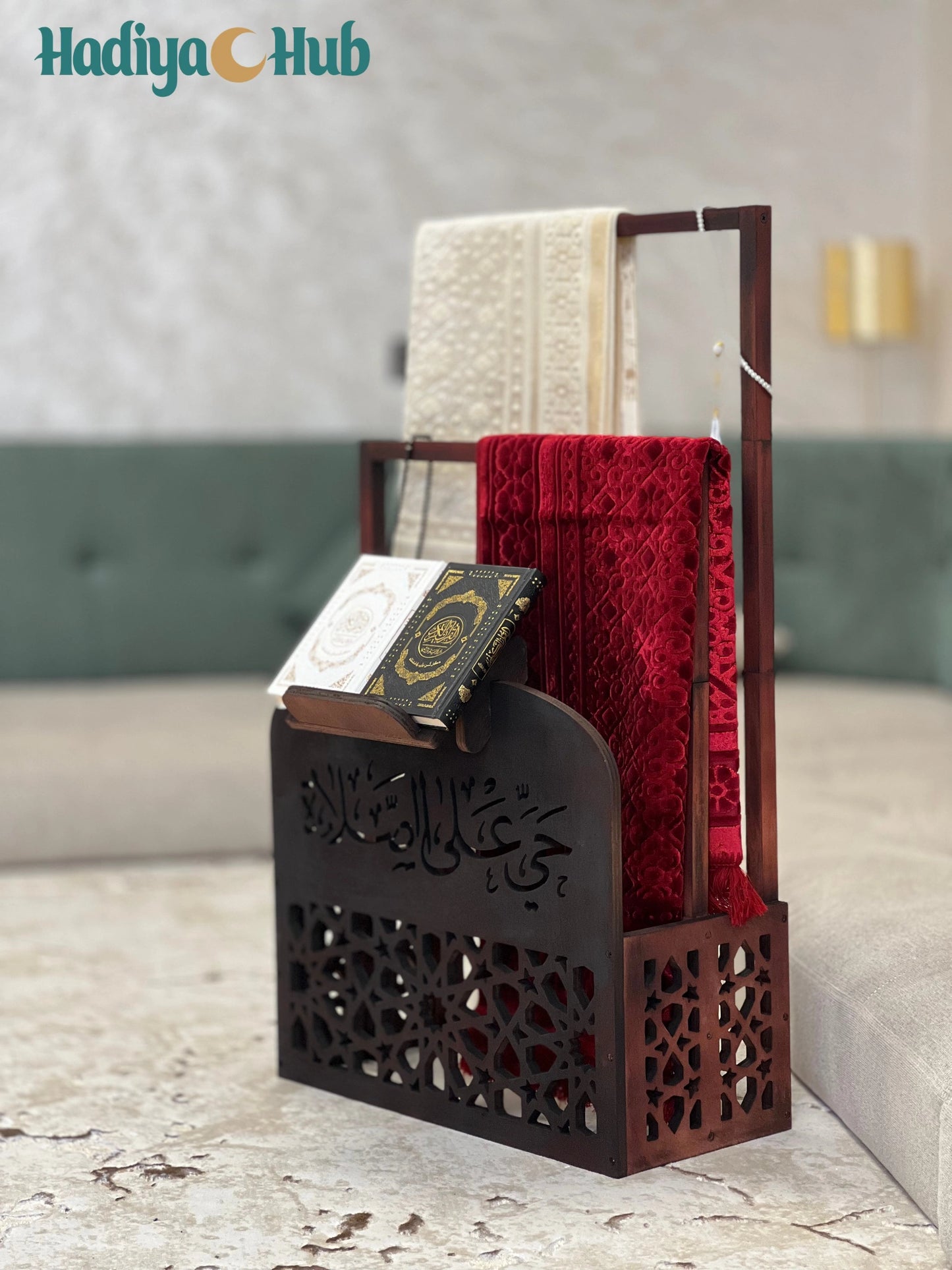 Double Storage for Prayer Mat, Quran Holder & Prayer Beads2