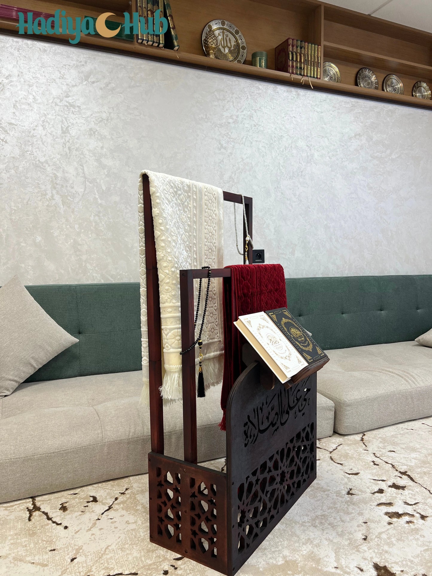 Double Storage for Prayer Mat, Quran Holder & Prayer Beads5