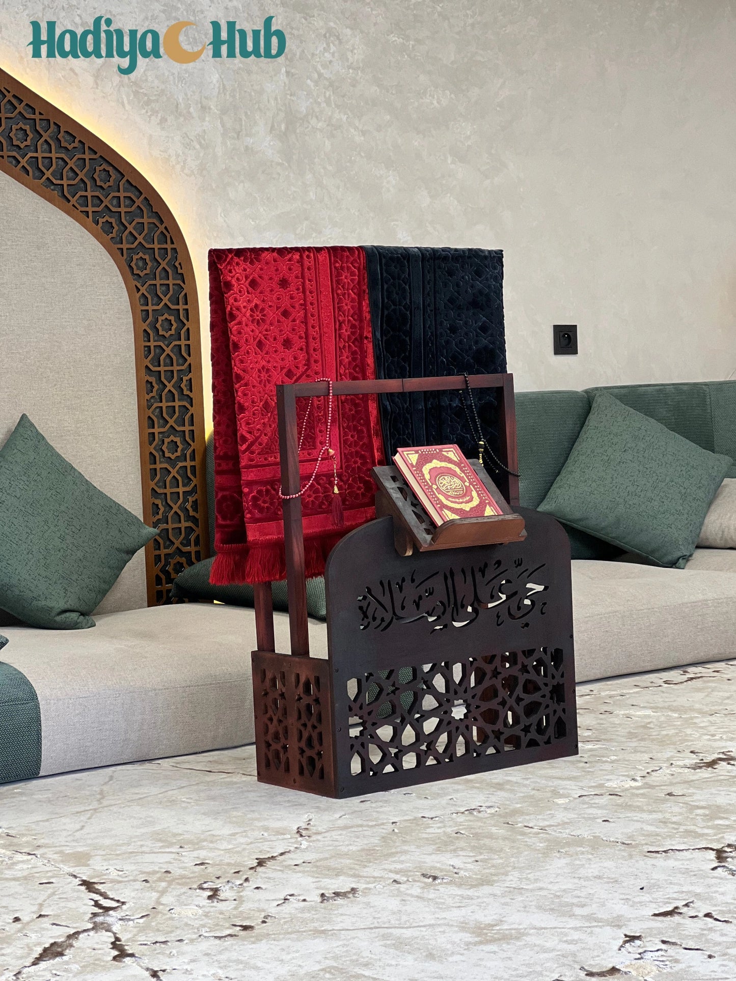 Double Storage for Prayer Mat, Quran Holder & Prayer Beads8
